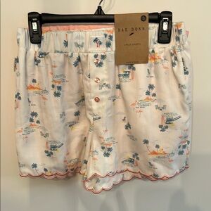Rae Dunn White and Peach Pajama Shorts